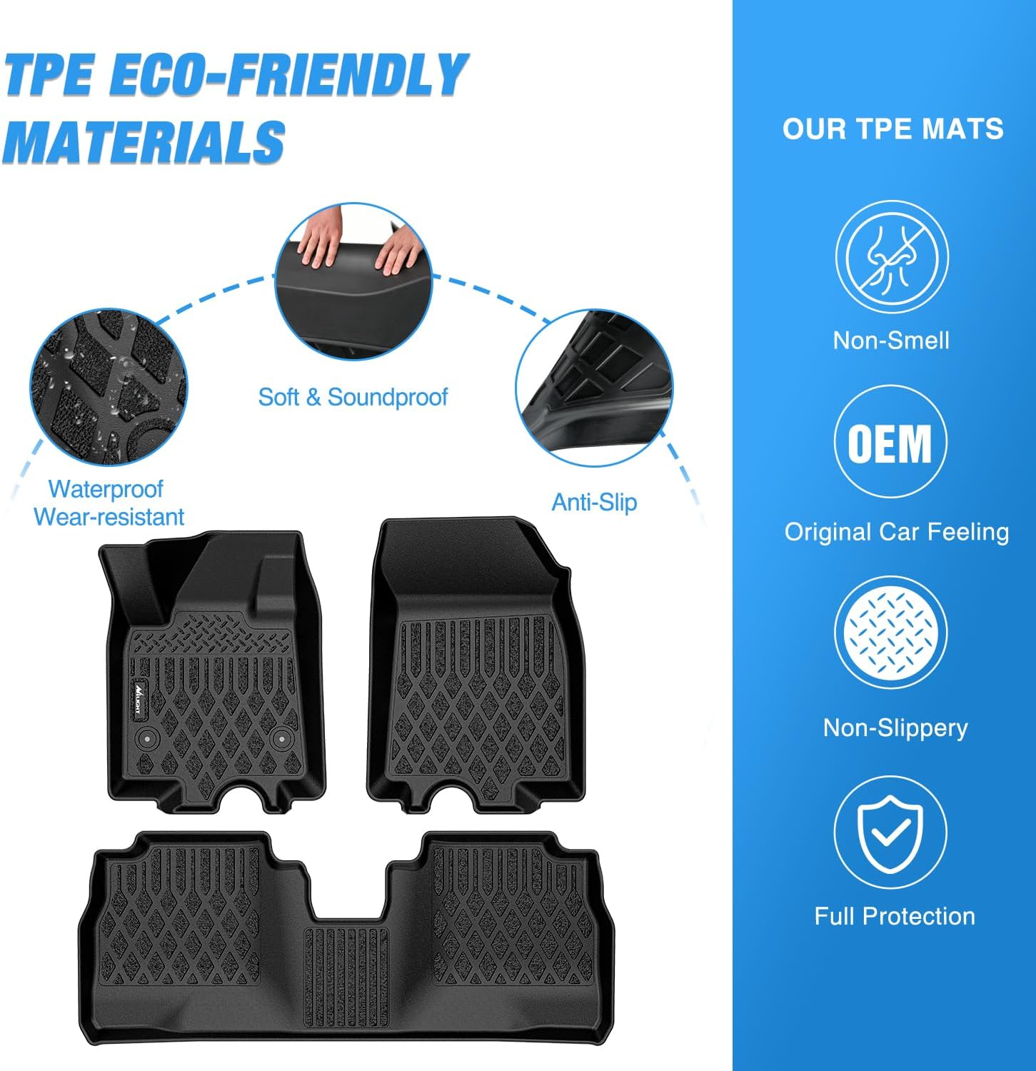 Nilight TPE Floor Mats for Chevy Equinox EV Only 2024 2025 2026 All Weather Custom Fit Heavy Duty Floor Liners - Image 3