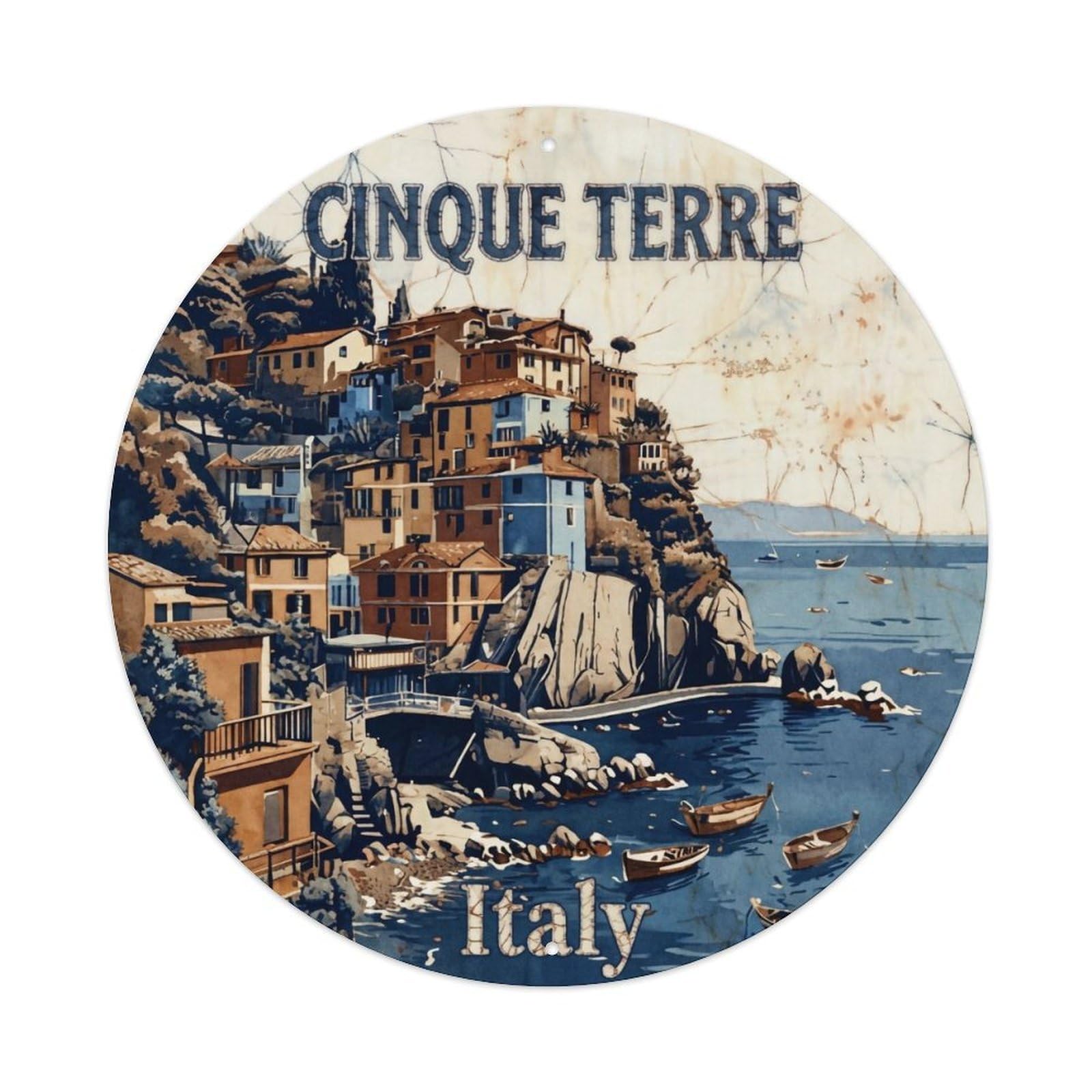 Vintage Travel Cinque Terre Italy Harbor Metal Tin Sign