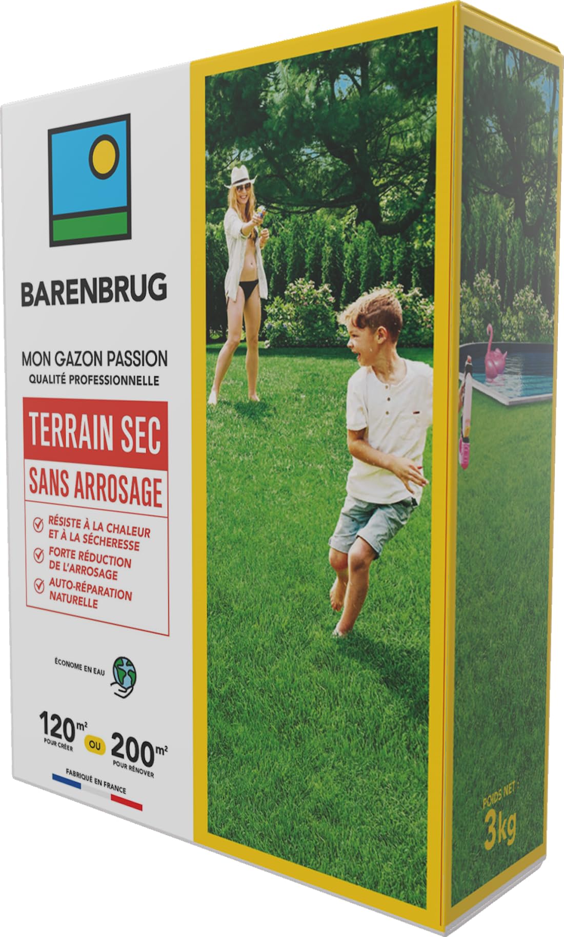 BARENBRUG - Terriccio per prato asciutto, non necessita di irrigazione - Resistente al caldo e alla siccità - Riduce significativamente il fabbisogno idrico - Autoriparazione naturale - 3 Kg