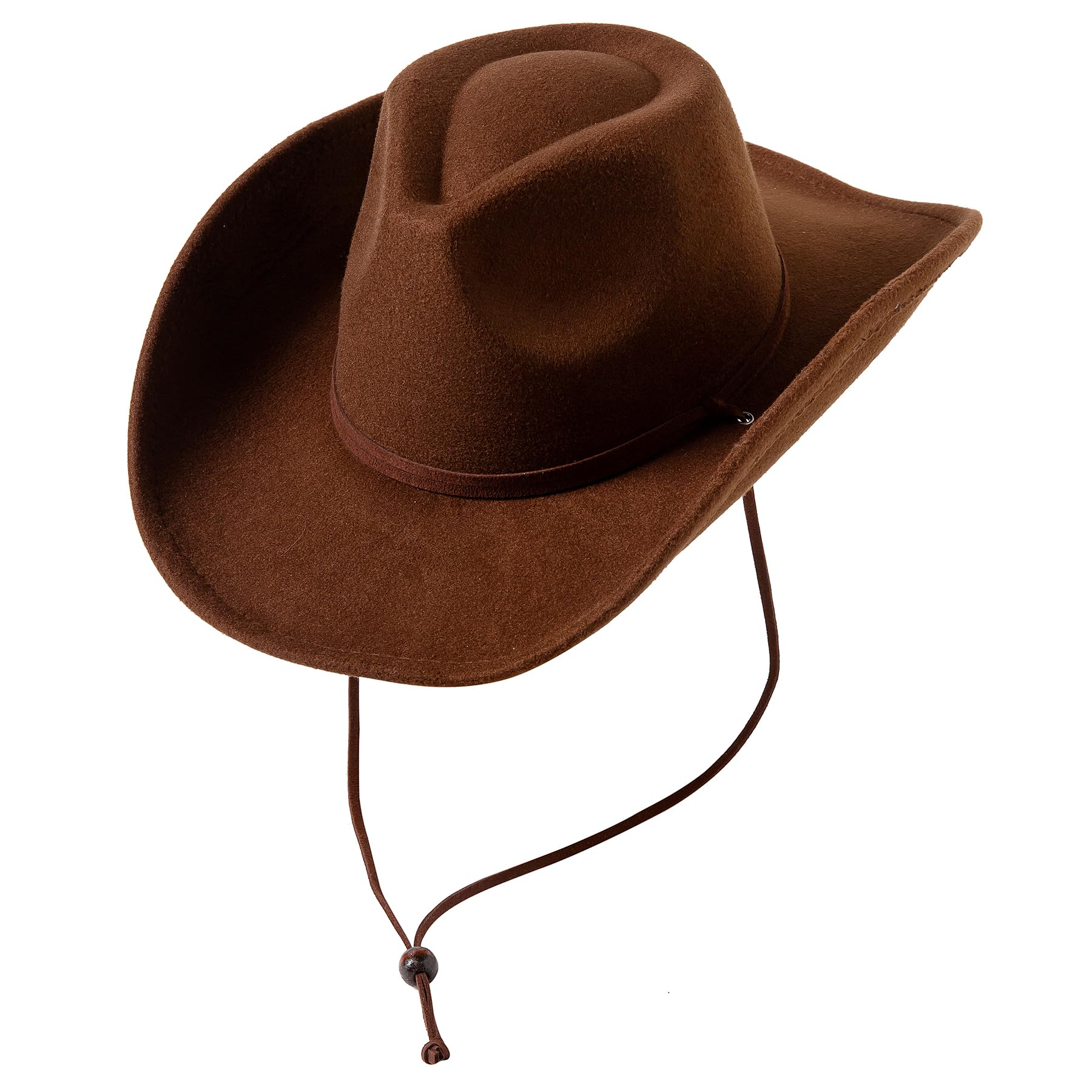 Lanzom Cappello da cowgirl da cowboy western a tesa larga in feltro retrò da donna e da uomo con cordino antivento