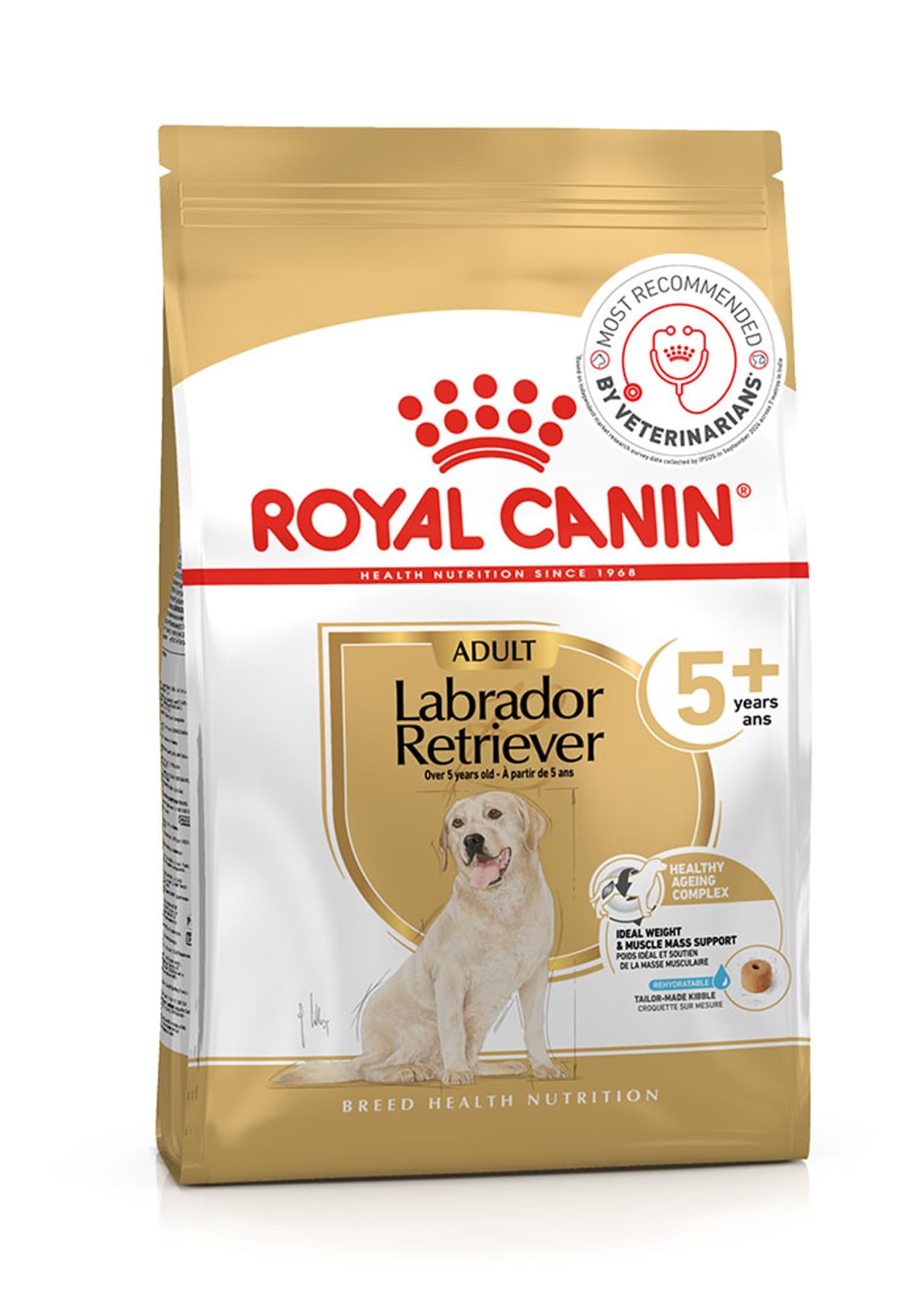 Labrador Retriever Adult Dog Food for 5+ Years of Age, 3 Kg, Dry Food, Supports Ideal Weight & Mass Management, Promotes Healthy Ageing Complex