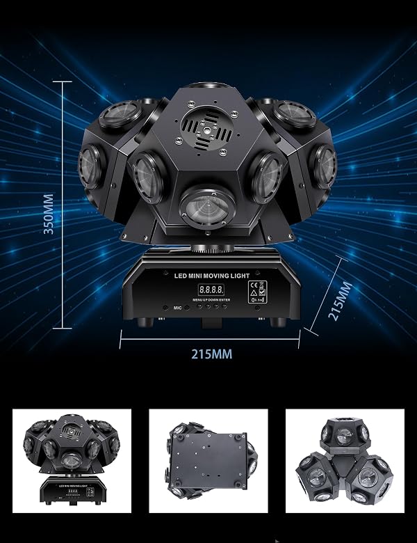 SOERDMX 18-LED Three Moving Head dj Lighting with Sound Reactive sync for Disco Ball Ceiling Mount,Club，Birthday Party& Christmas Party (Three-Headed Beam) by SOERDMX - Image 4