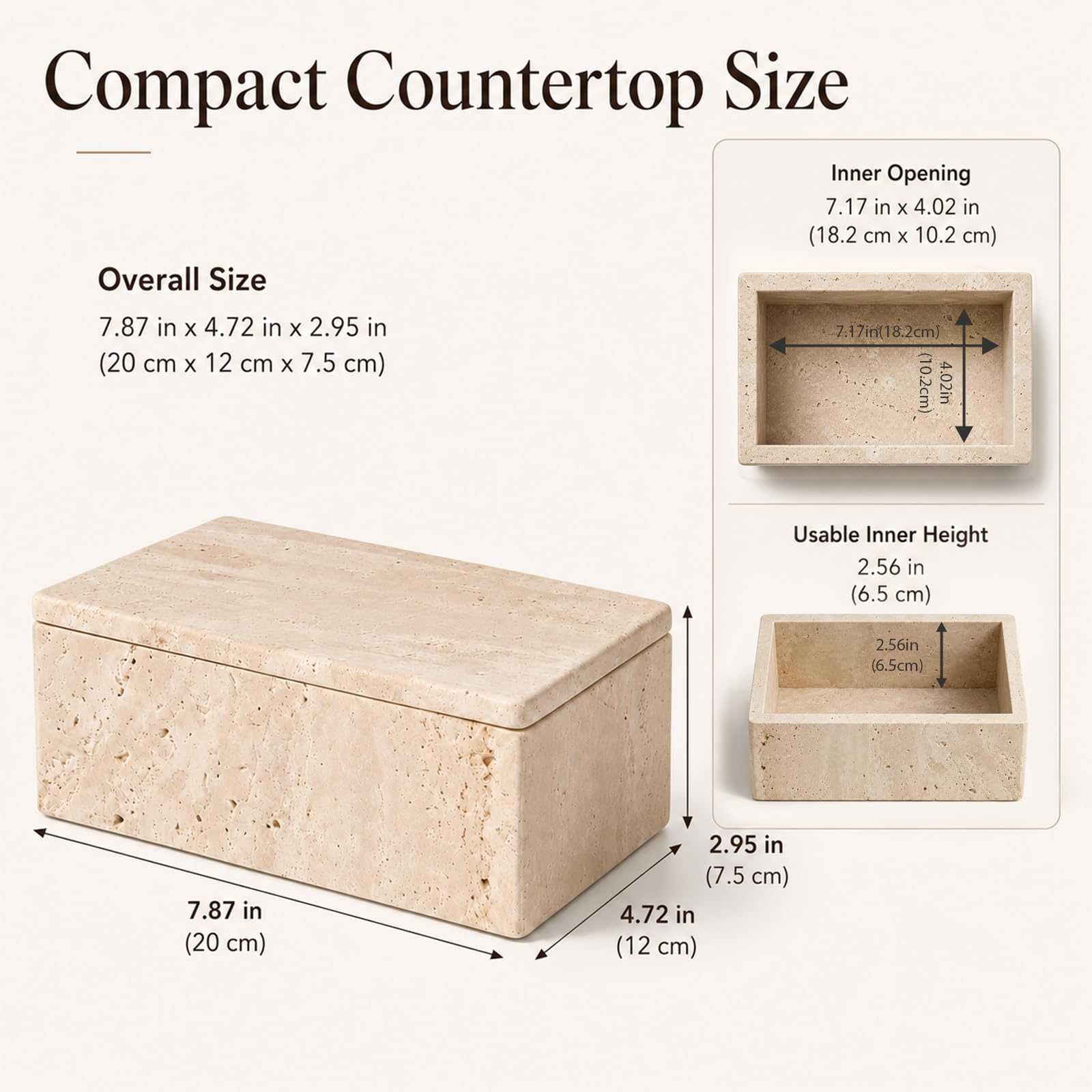 Contenedores de almacenamiento de mármol natural (redondos, cuadrados, rectangulares), soporte de hisopo de algodón, organizadores con tapas, caja de piedra travertino para Qtips, maquillaje