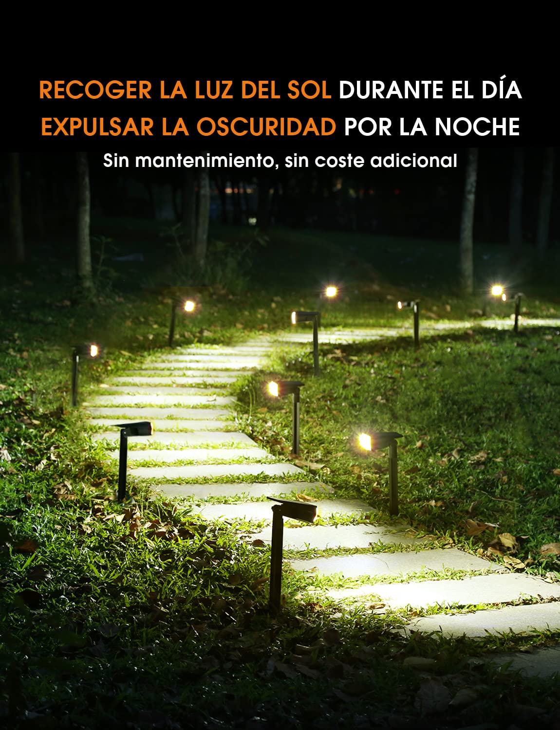 Luces Solares Led Exterior Jardin, 36 LED Focos Led Exterior Solares, Impermeable IP67 Lámparas Solares para Jardín, Patio, Calzada, Piscina y Camping - Blanco Cálido (4 Piezas)