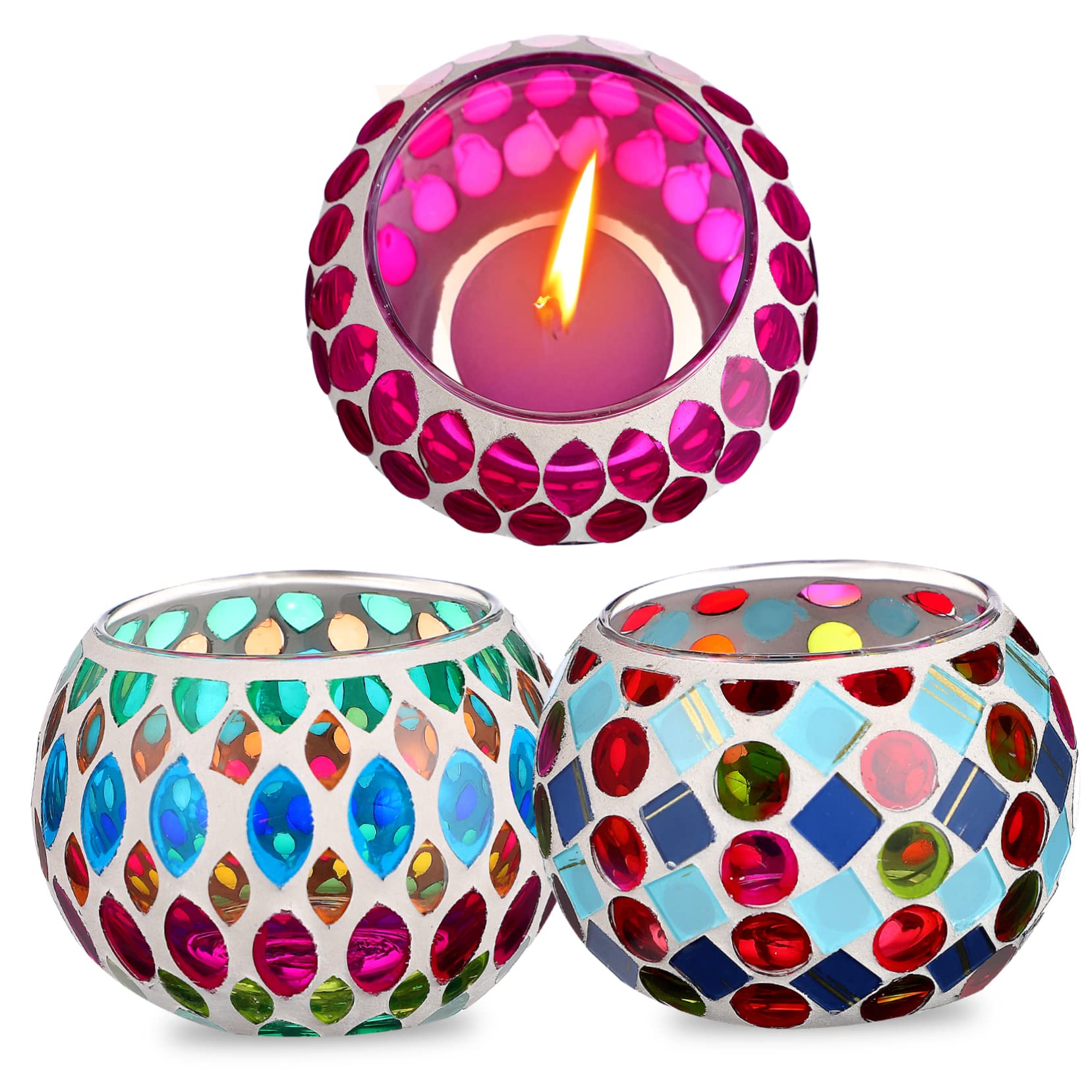 3piezas Candelabros De Mesa De Vidrio Candelabros De Cuenco para Velas Decorativas