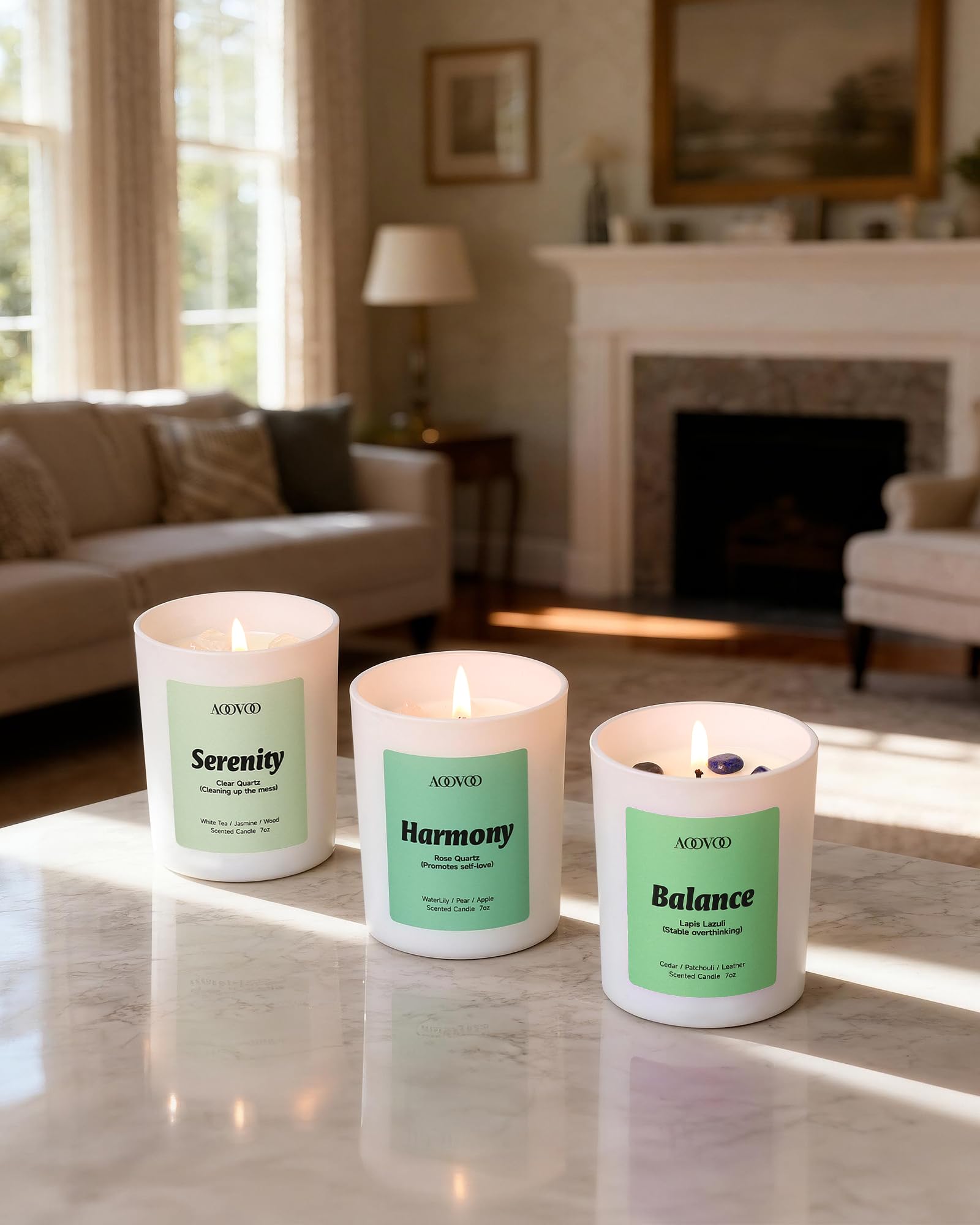 AOOVOO Juego de 4 velas calmantes perfumadas para mujer, 28 oz, 200h, lavanda jazmín nenúfar