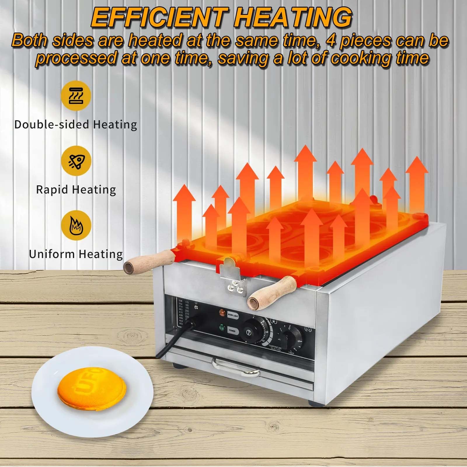 Macchina per waffle commerciale, macchine per snack da 3000 W, macchina per waffle a monete, con rivestimento antiaderente, regolabile da 50 a 300 °C, adatta per la preparazione di dessert fatti
