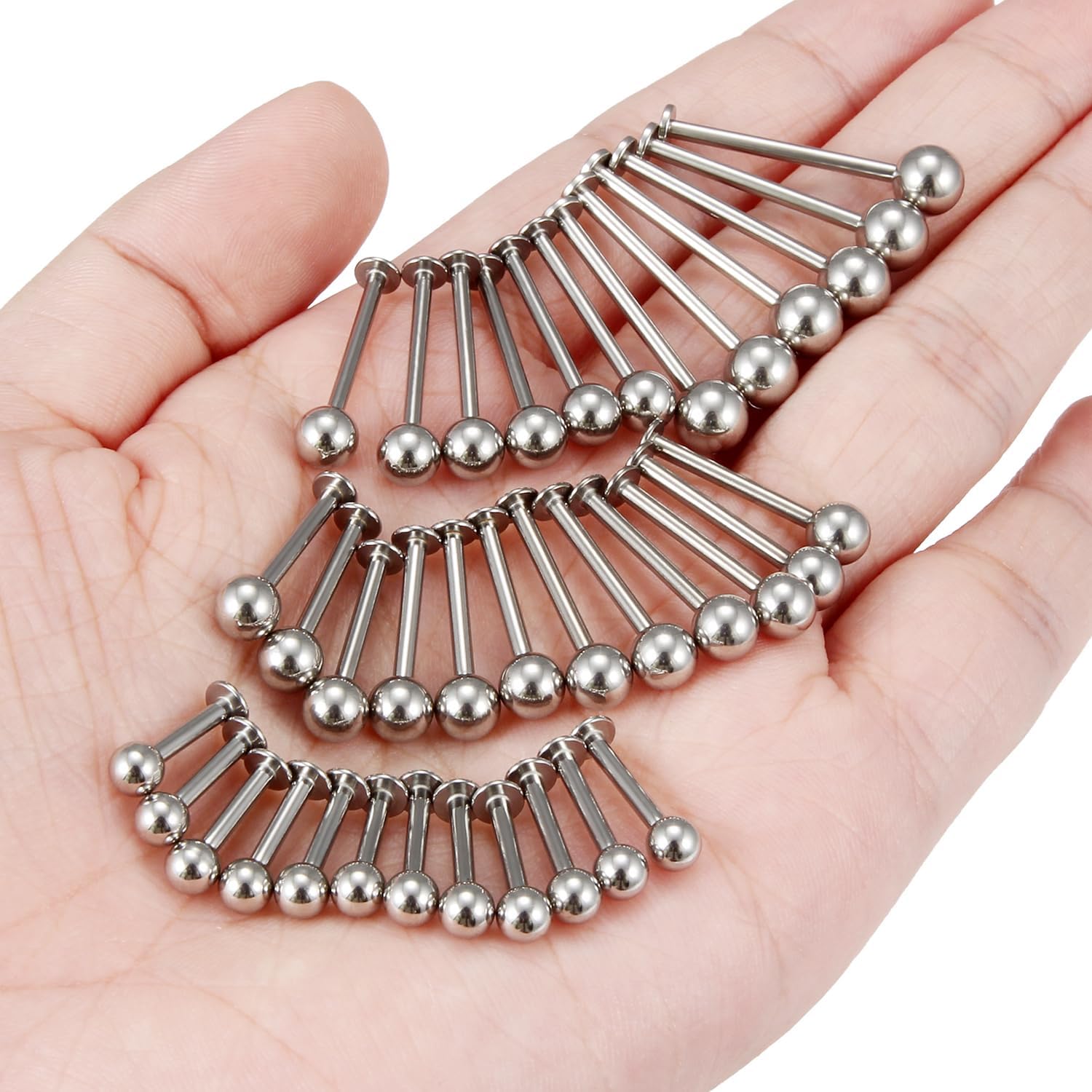 16G 14G Lip Labret Monroe Rings Studs Cheek Dimple Tongue Piercings 316L Surgical Steel Silver Tragus Helix Cartilage Conch Earrings Stud Piercing Jewelry Bar Length 6mm-19mm - Image 7