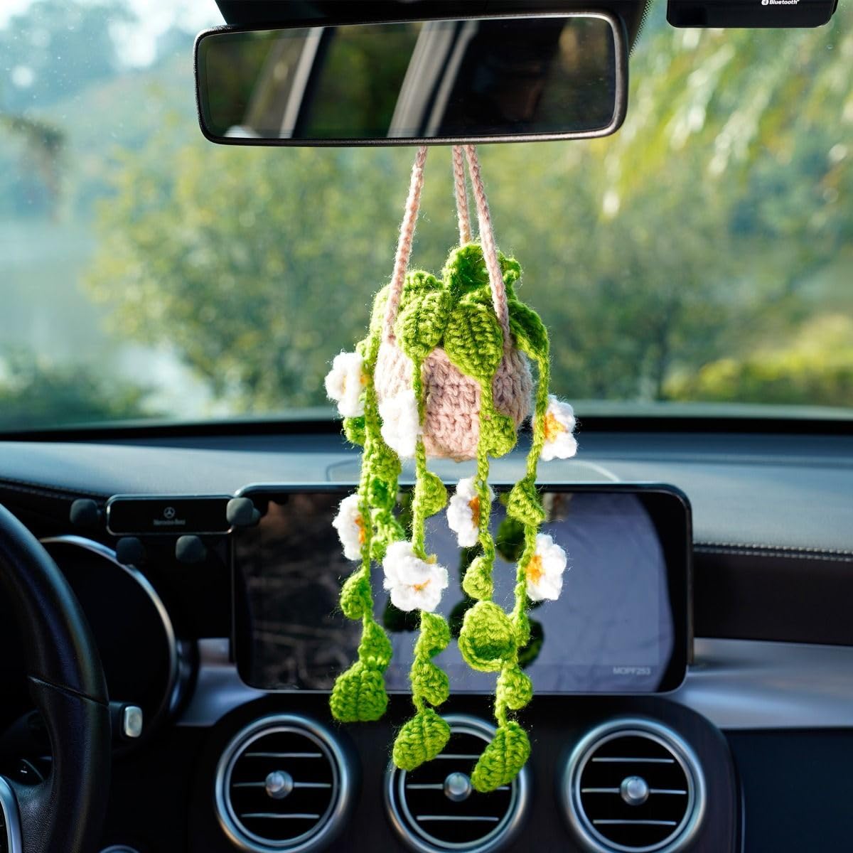 Amazon.com: Crochet Hanging Plant for Rear View Mirror Accessories