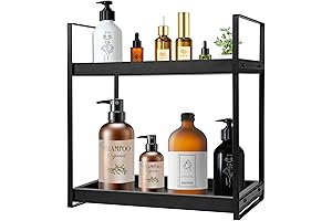 Black 2 Tier Countertop Organizer: Ultimate Storage Solution for Bathrooms and Kitchens!