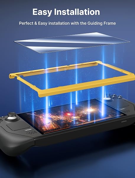 JSAUX Protector Pantalla Compatible con Steam Deck LCD & OLED [2 Piezas], Cubierta Integral de Cristal Templado Fácil de Instalar con Marco guía (Versión Mejorada) - 3