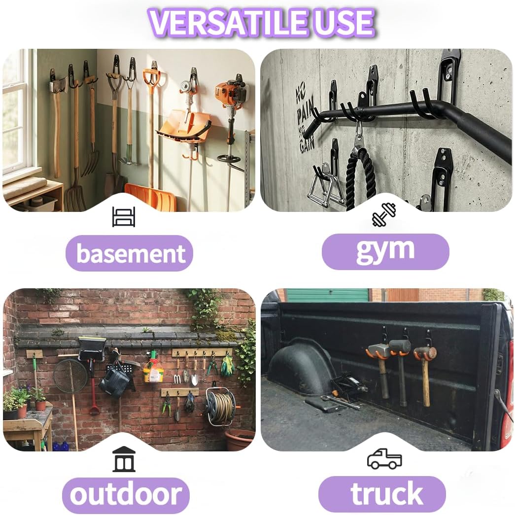 16 Pack Garage Hooks Heavy Duty Wall Mount Storage Hangers Holder Organizer, for Power Tool, Garden Yard Tools, Utility, Ladder, Hose