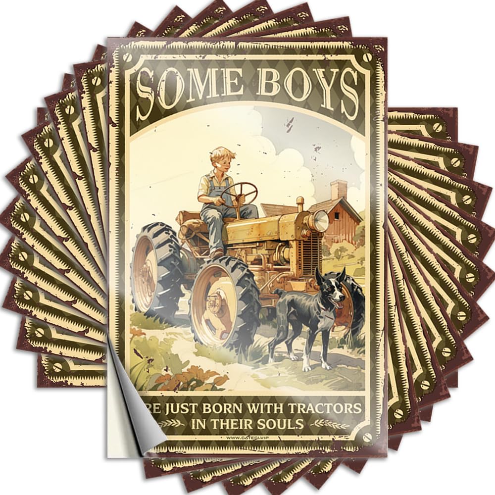 Some Boys are Just Born with Tractors in Their Souls Teen Bedroom Decor Half - Bumper Case Waterproof Decal(8X12CM)