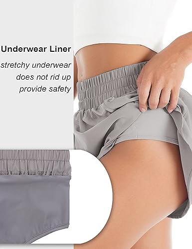 Miniatura 3 de Blooming Jelly - Pantalones cortos deportivos para mujer, diseño de secado rápido, con capa interior y bolsillos, para correr o entrenar, 1.75