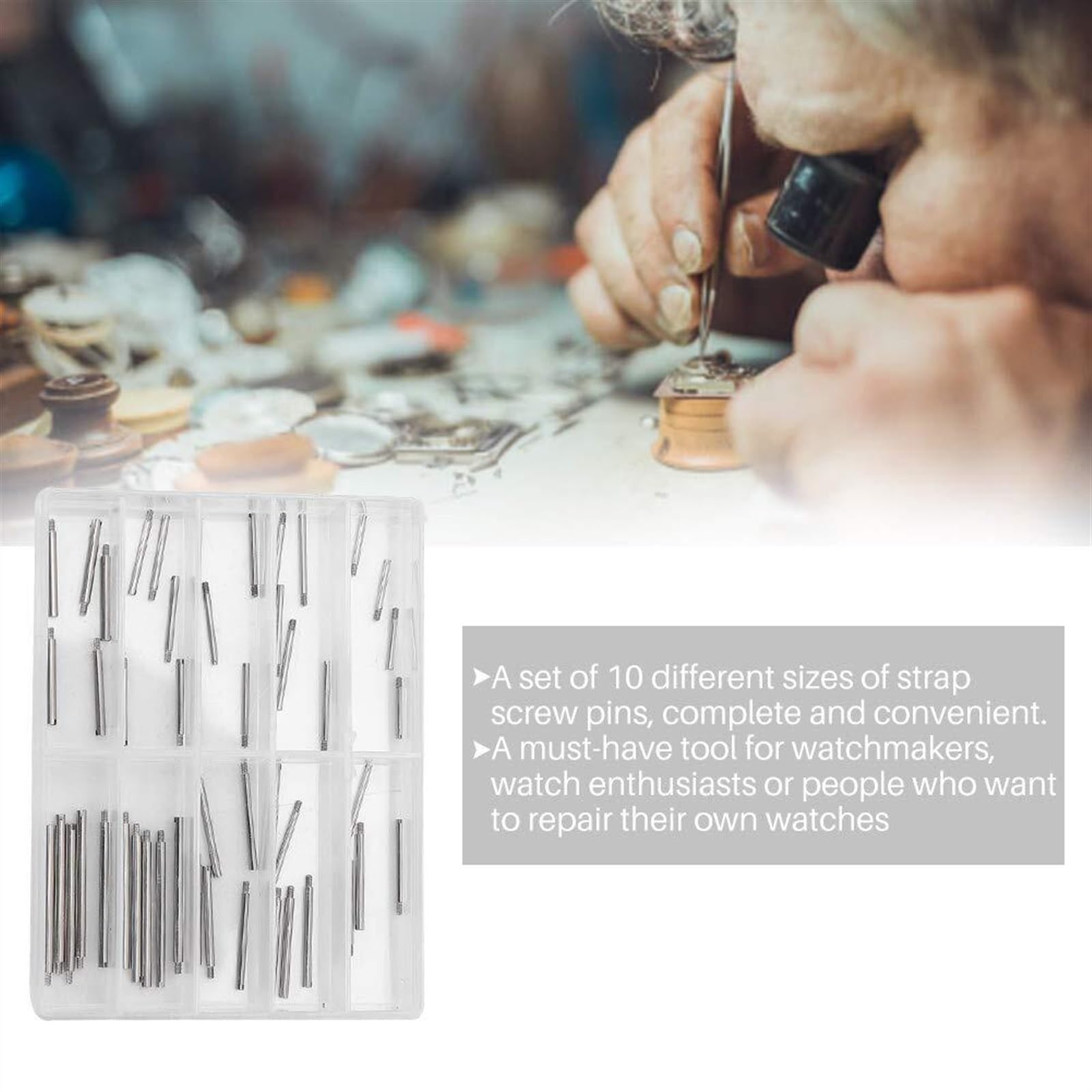 Kit de vis et goupilles pour Bracelets de Montre, 2 boîtes de Tailles variées avec boîte de Rangement, Accessoires pour Outils de réparation