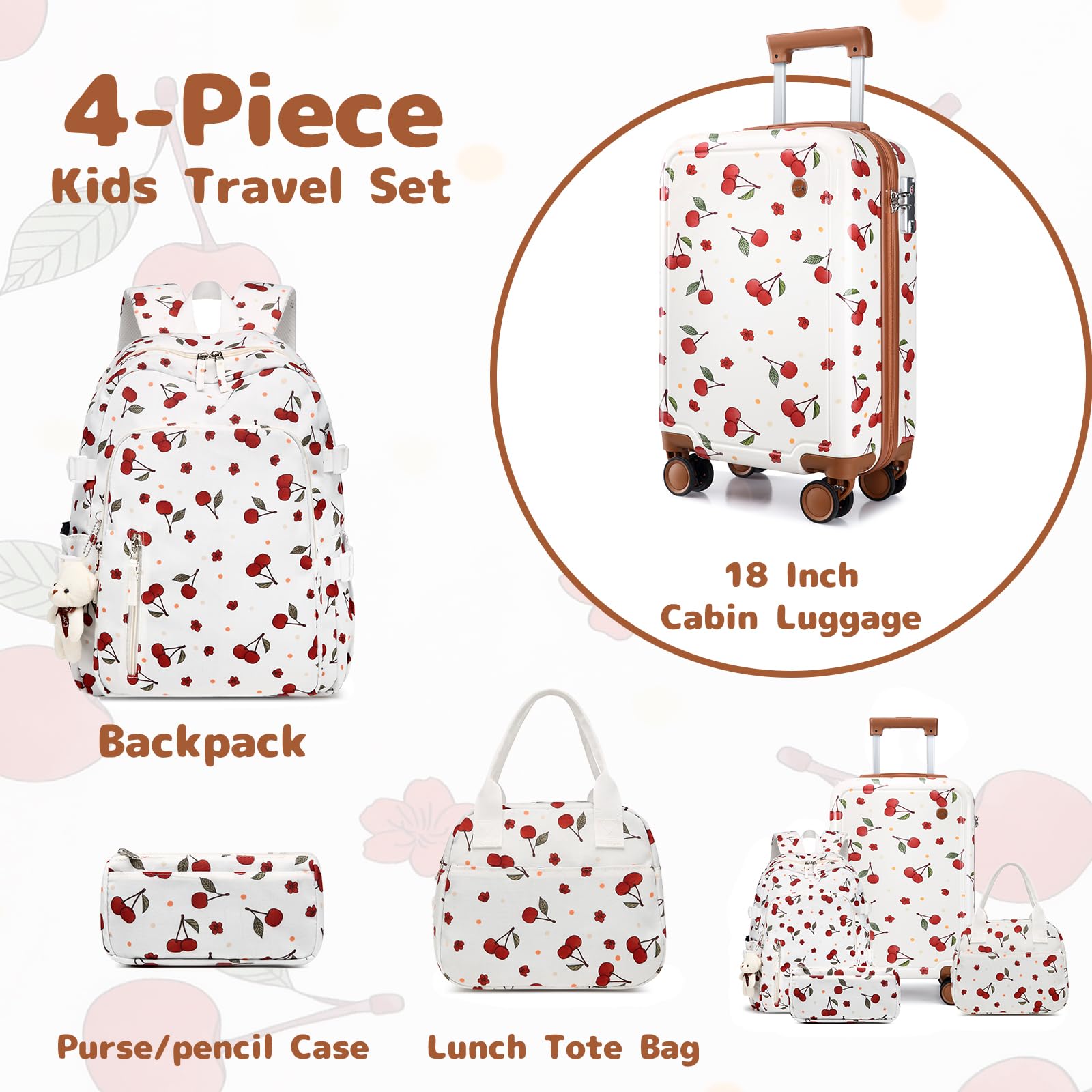 Sea choice Kinderkoffer mit Rucksack Set Handgepäck Leicht Hartschalenkoffer Trolley Jungen Mädchen Reisekoffer mit 4 Rollen, TSA Schloss, 53x34x21cm
