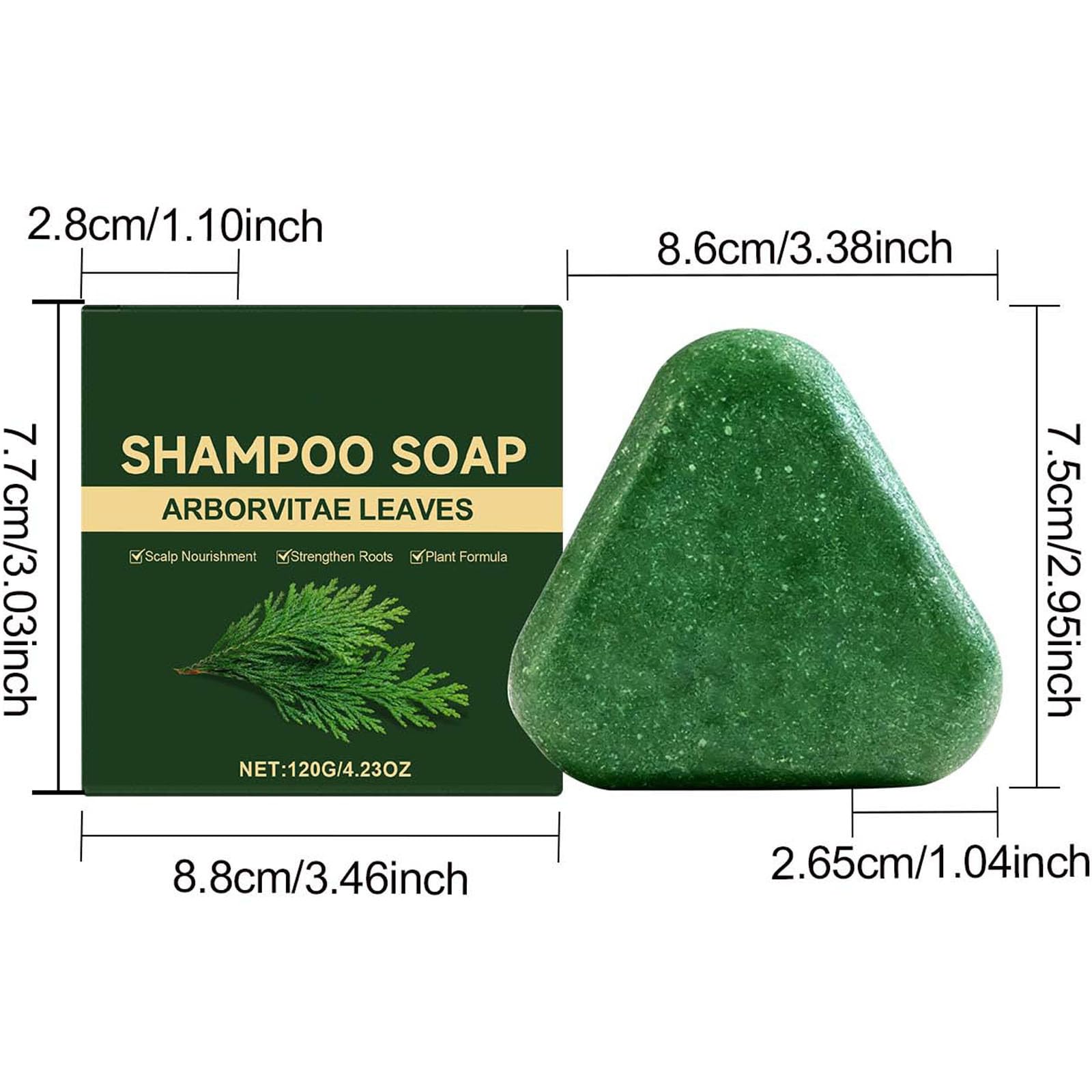 Nature Triangle Shampoo Bar, Nature Green Shampoo Bar, Triangle Green Shampoos Soap, Arborvitae Leaves Shampoos Soap, For Hair Cleaning Care (3pcs)