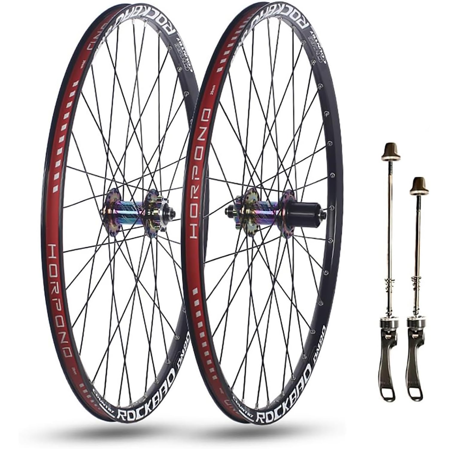 KUNYOS 24'' 26'' 27.5'' 29'' Bike Wheelset for Mountain Bike Quick Release Front Rear Wheels Double Layer Rims Disc Brake 32H Hubs for 7-11 Speed,Coloured,29inch