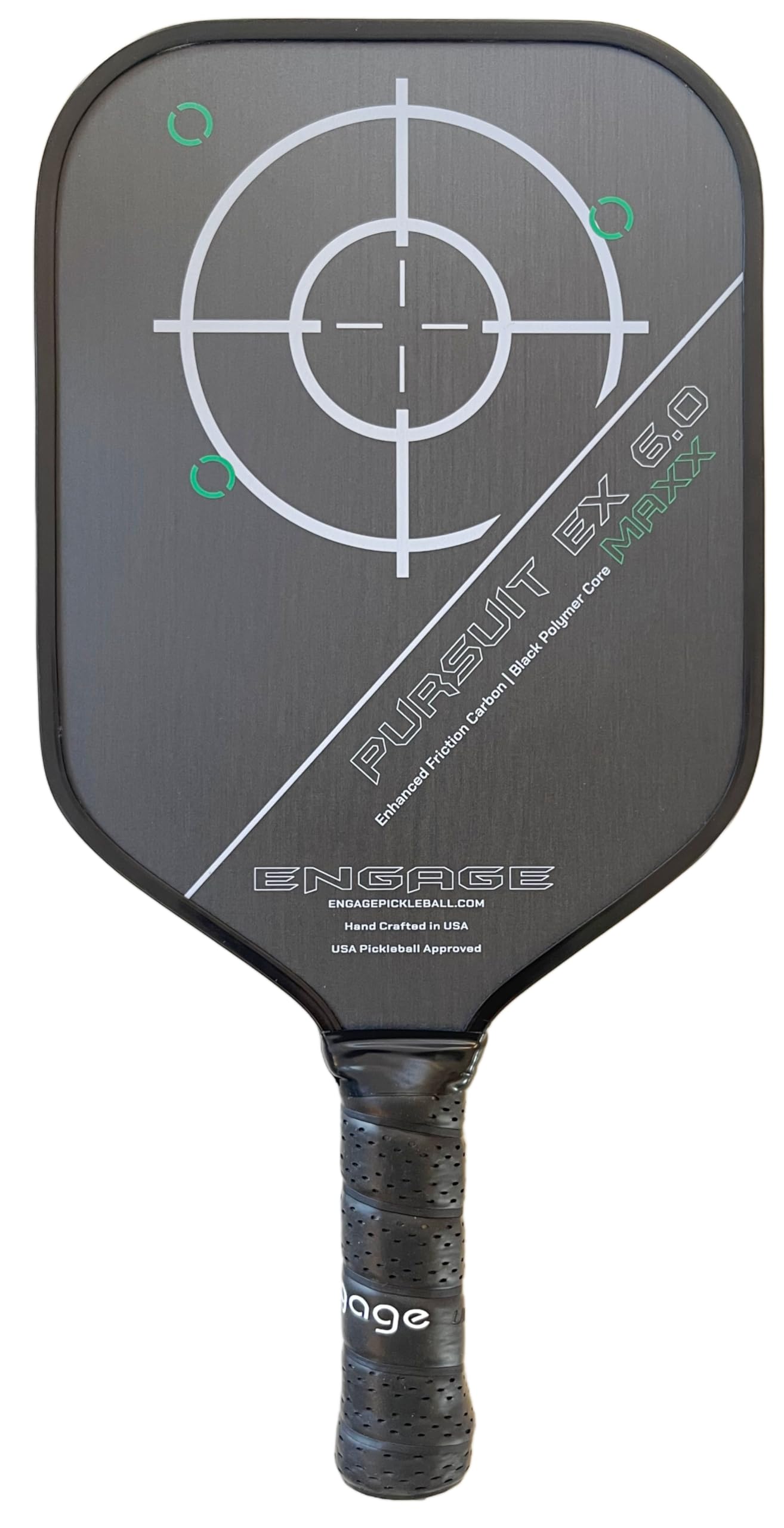 Engage PickleballPursuit MAXX EX 6.0, Carbon Fiber Pickleball Paddle, Standard Shape, Enhanced Friction Carbon, 5/8" Thick Core with Control Pro 'Black' Technology
