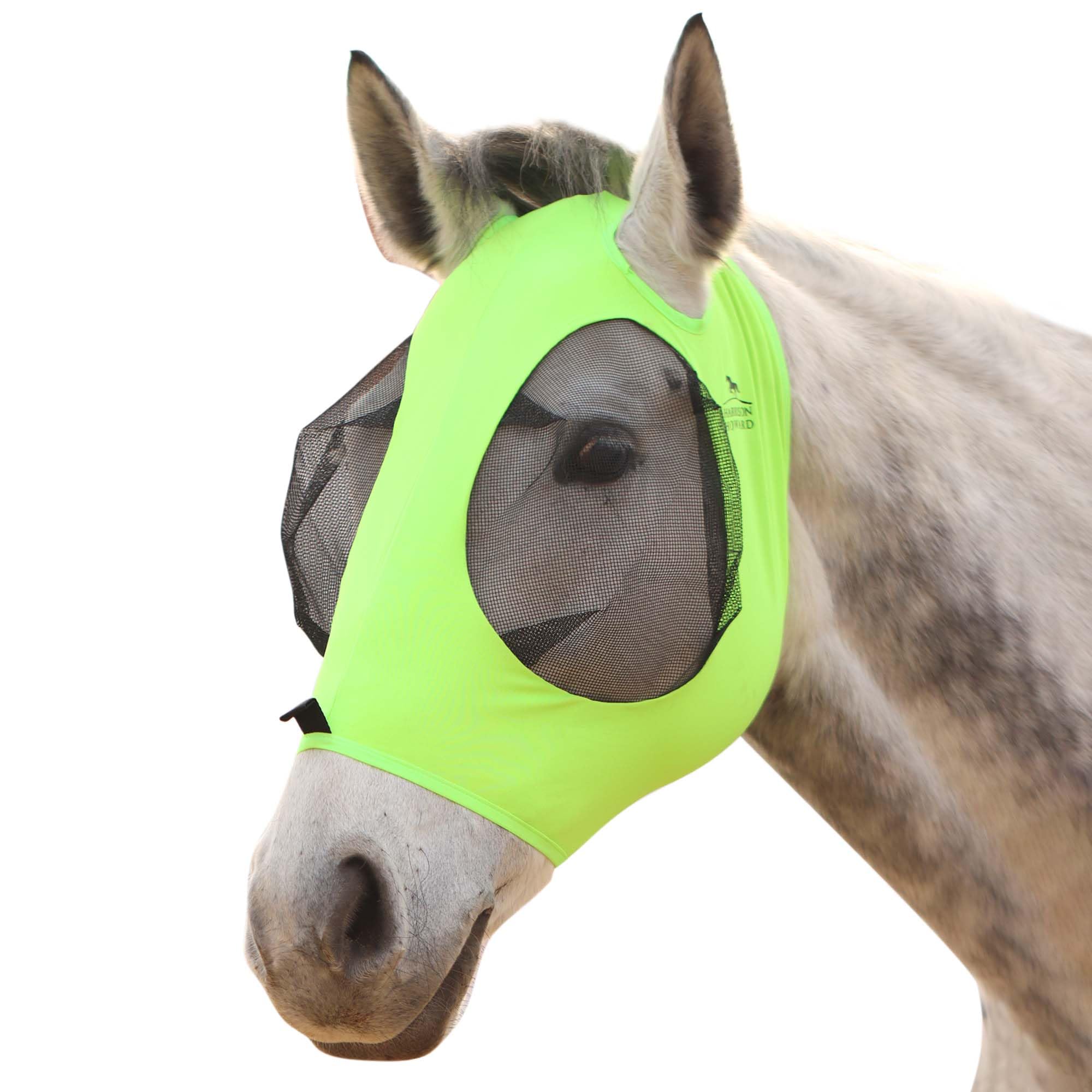 Harrison Howard Super Comfort Stretchy Fly Mask Large Eye Space with UV Protection Soft on Skin with Breathability Fluro-Lime M