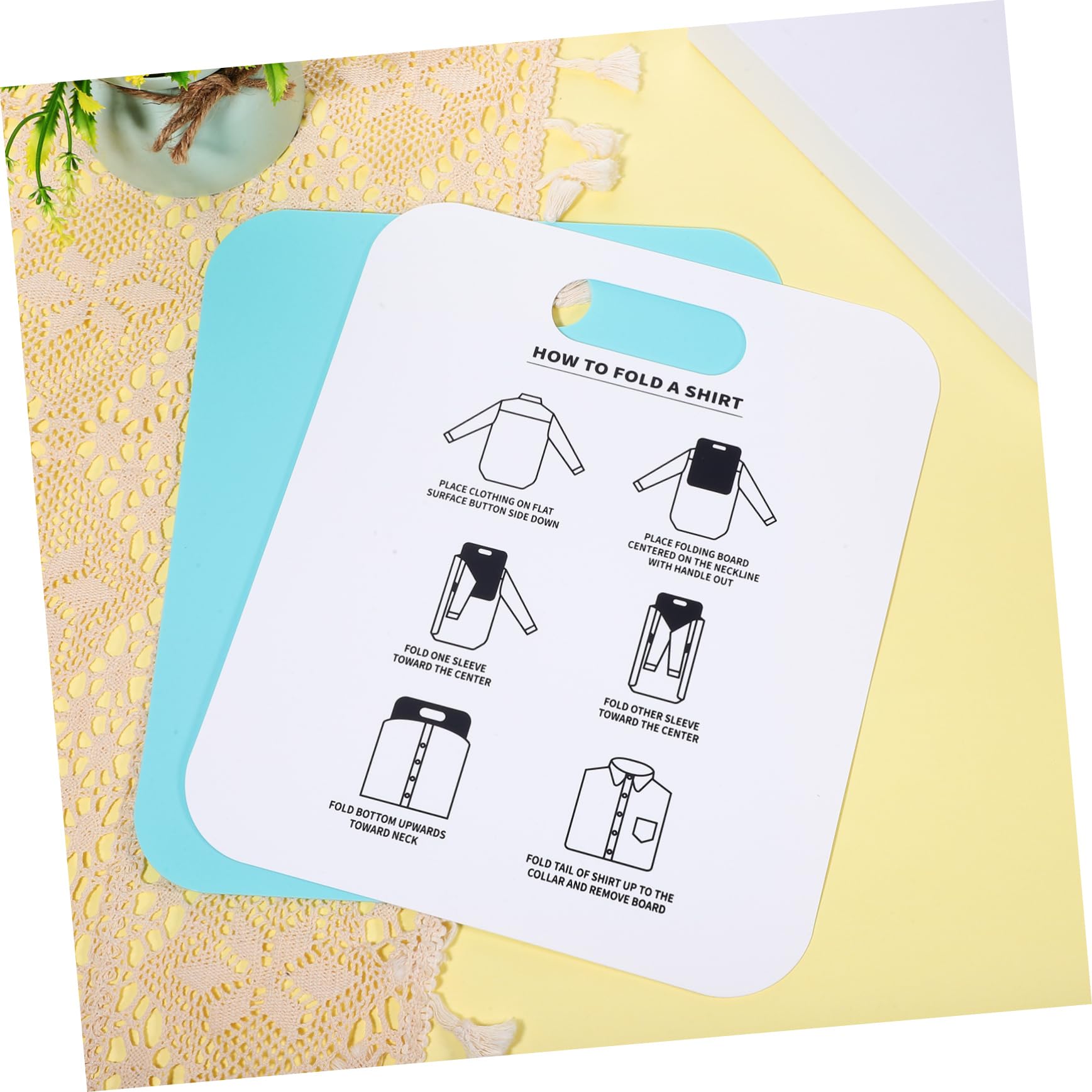 VICASKY Cartella per Camicie e Tavola Pieghevole per Vestiti Adulti, Strumento per Piegare Camicie e Magliette, Set da 2 Pezzi Bianco e Azzurro, Organizzatore Salvaspazio