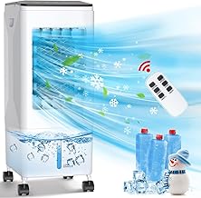 Portable Air Conditioner,3-IN-1 Evaporative Air Cooler with 3 Speeds,5.5L Portable AC Air Conditioner w/7H Timer,60°Oscillation, Remote Control Swamp Cooler Air Conditioner Portable for Room, Home