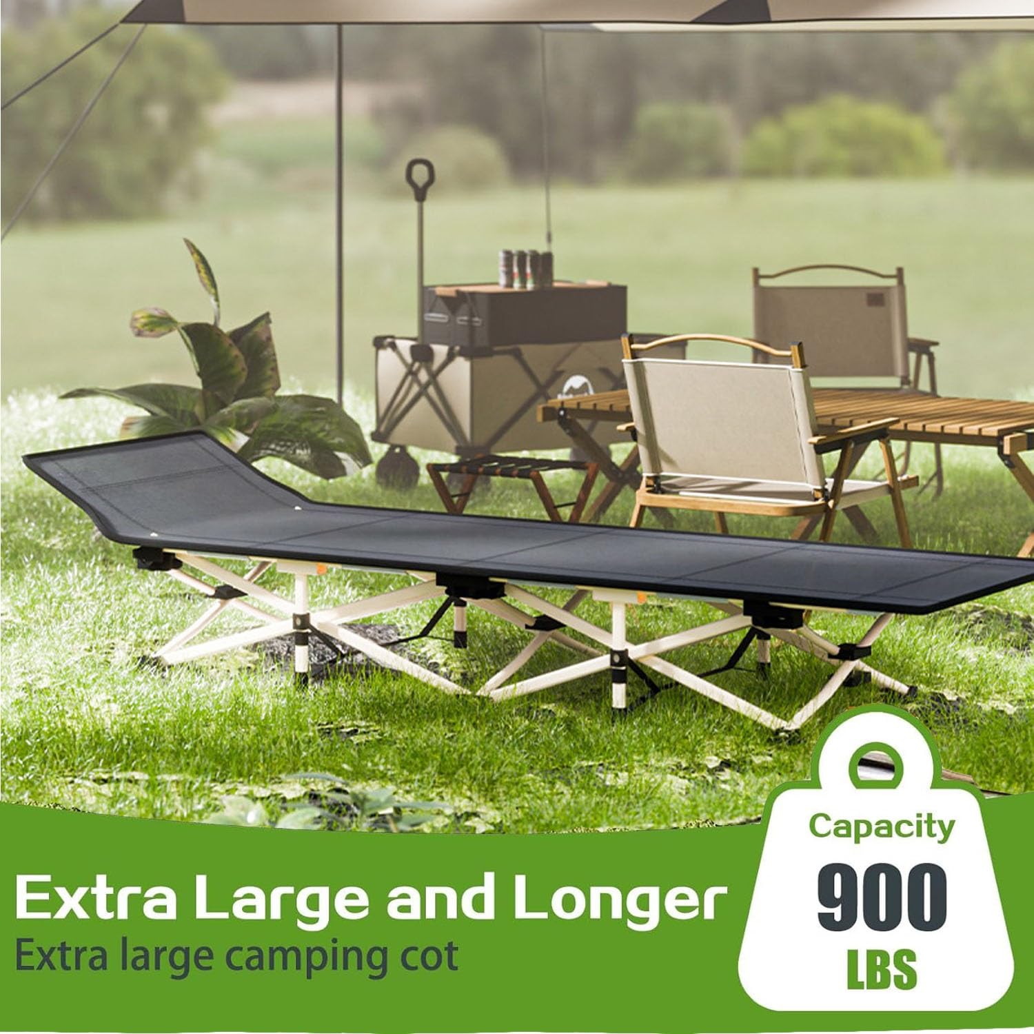 Camping portátil con cojín Dormir Plegables, 190 x 71 cm Cama Campamento Plegable Resistente Acolchado para(Black,178x67cm)