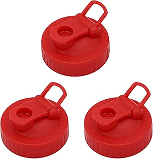 Cherry Red Pour & Store Lid with Carry Loop for Mason Jars (3 Pack, Regular Mouth)