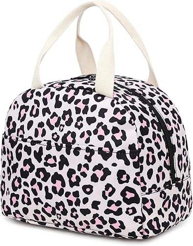 Bolsa de almuerzo con aislamiento de leopardo para mujeres y niñas, lonchera reutilizable para adultos, niños, escuela, trabajo, viajes