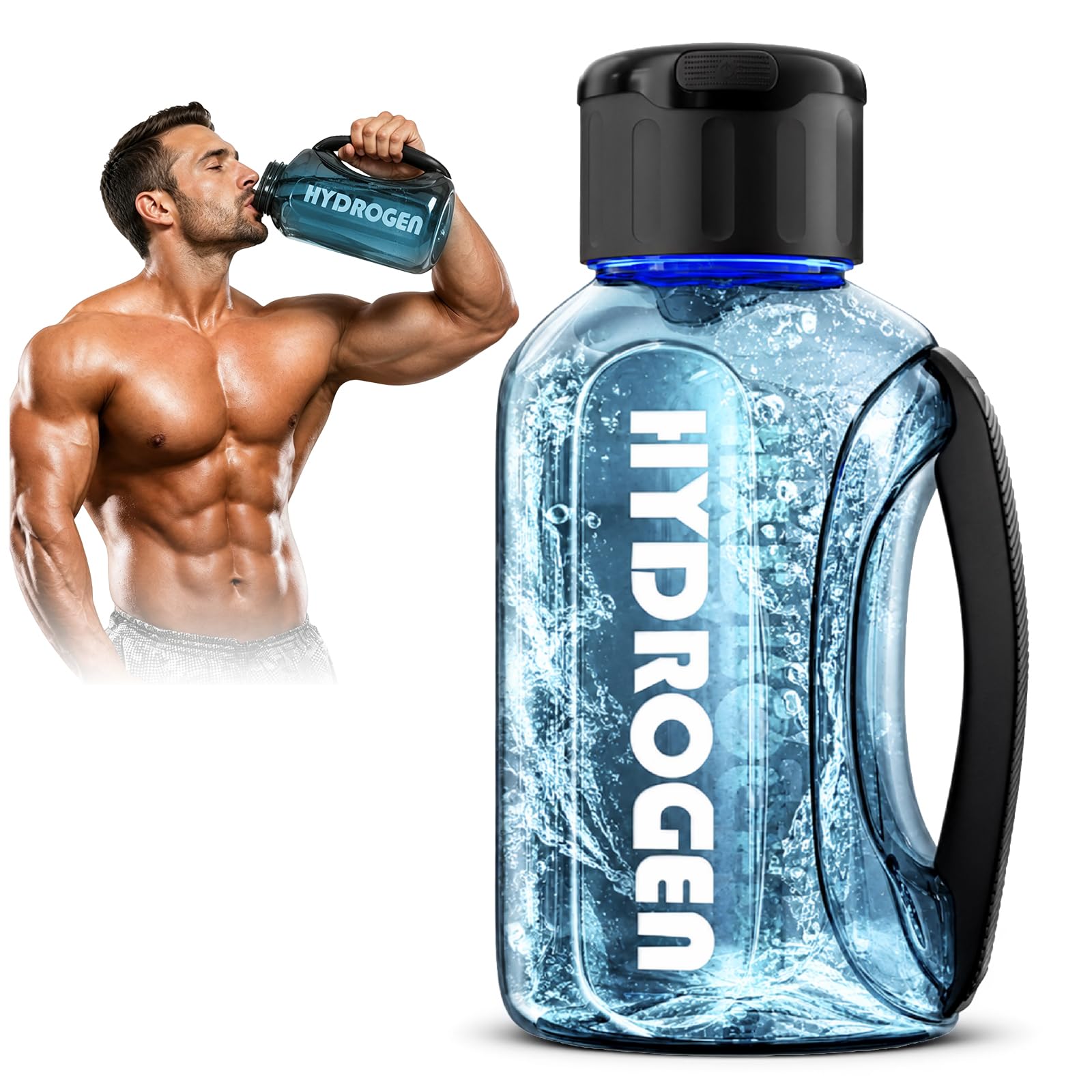Bouteille d'eau hydrogène, générateur d'hydrogène 3000 PPB, électrolyse rapide à 6 minutes, portable Hydrogen Rich Water Maker avec technologie à 4 couches de membrane, sans BPA, 1200 ml pour