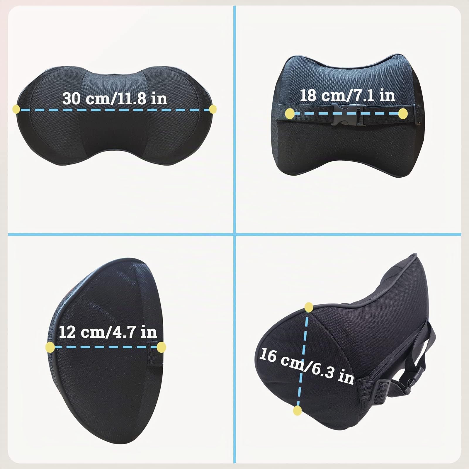 ZATOOTO Cuscino Auto Collo Pillow Memory Foam Supporto Testa Seggiolino Auto Per la Guida, Confortevole Traspirante, Nero
