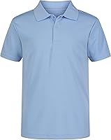 Vista 1 de Izod Camisa polo de manga corta para uniforme escolar para niños, cierre de botón, material de rendimiento que absorbe la humedad