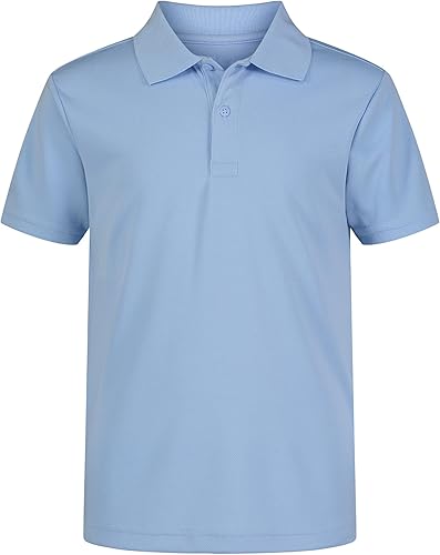 Izod Camisa polo de manga corta para uniforme escolar para niños, cierre de botón, material de rendimiento que absorbe la humedad