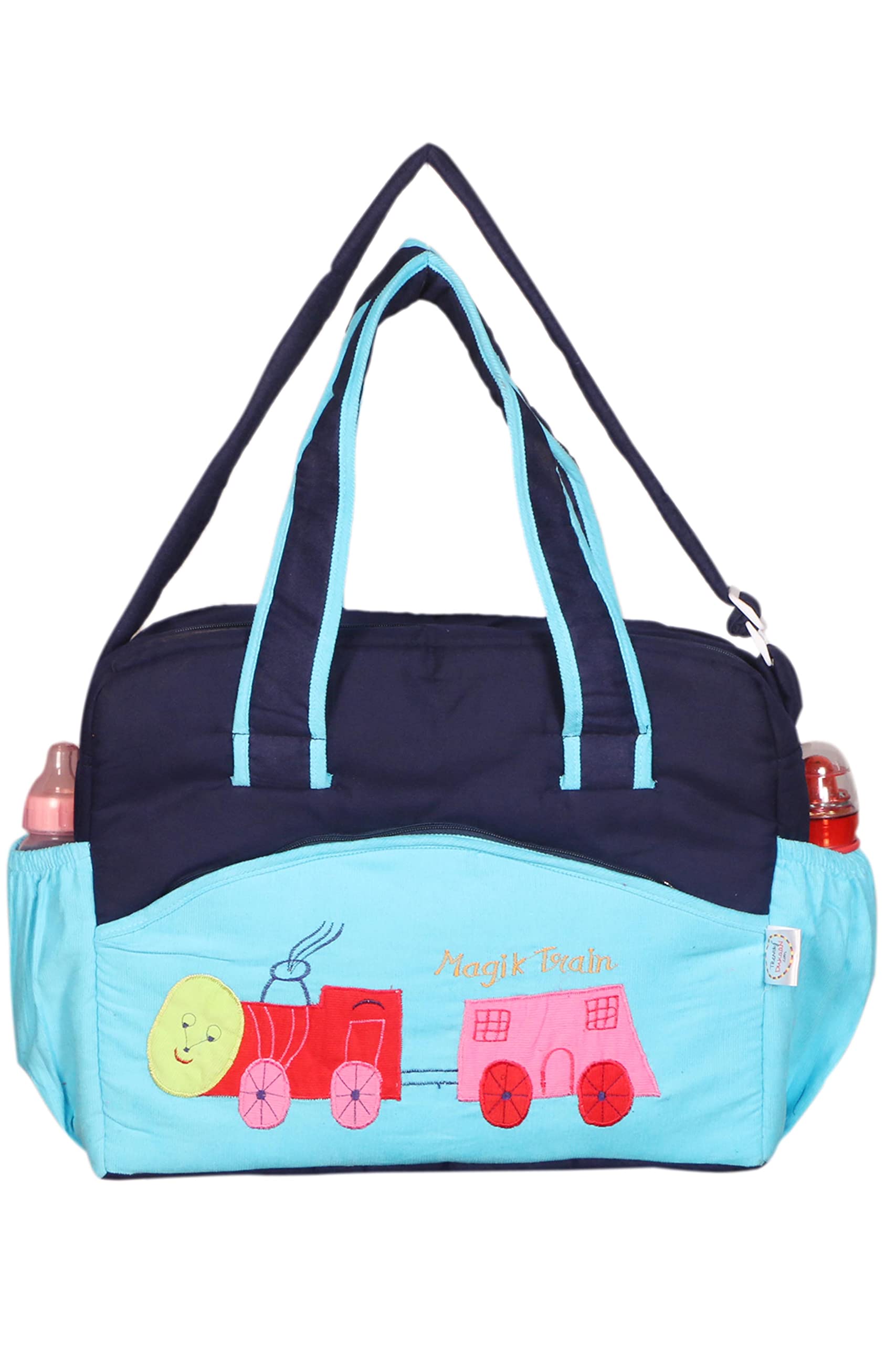Unique Ideas New Born Baby Multipurpose Polyester Diaper/Mother Bag with Holder Diaper Changing Multi Compartment (Ferozi Turquoise Blue, Medium)-image-9