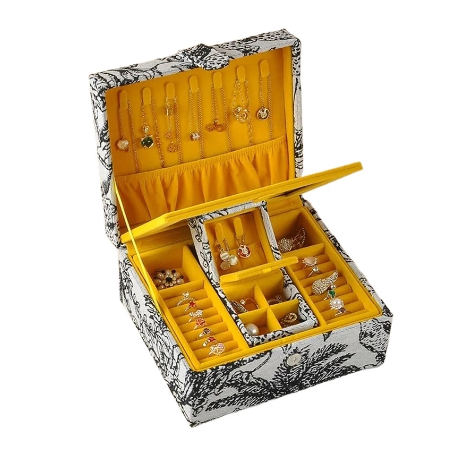 Travel Jewellery Box Small Jewelry Box Travel Portable Necklace Bracelet Display Case Double Layer Jewellery Showcase