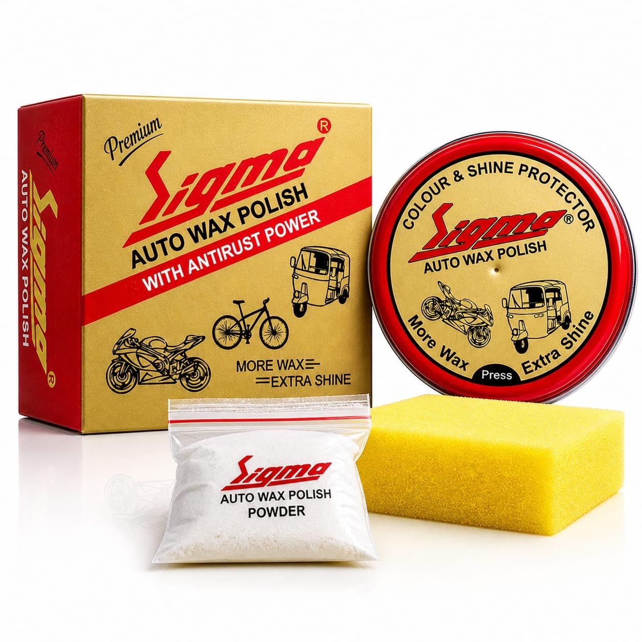 Wax Polish for Car, Bike & Scooter | Long Lasting Shine & Paint Protection | Anti-Rust Formula | Smooth Gloss Finish | Easy to Apply Wax Polish (Pack of 6)