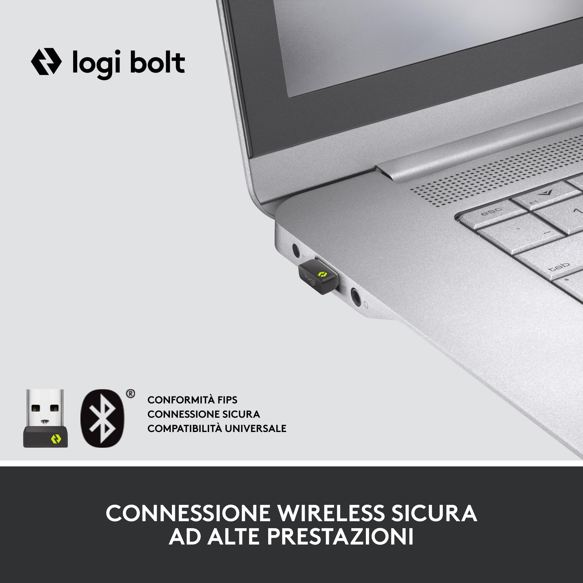 Logitech Lift For Business, Mouse Verticale Ergonomico, Wireless, Bluetooth, USB Secured Logi Bolt, Clic Silenziosi, Certificazione Globale, Windows/Mac/Chrome/Linux - Graphite