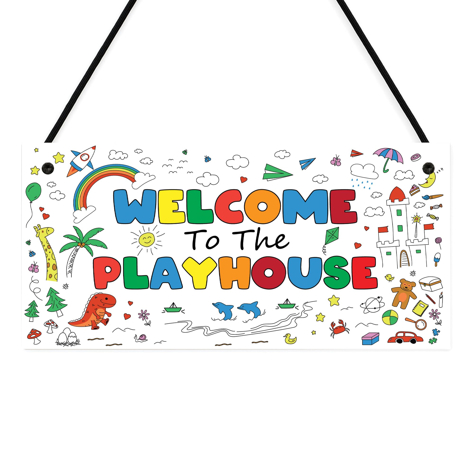 Red Ocean Playhouse Welcome Sign, Kids Playhouse Decor, Garden Outdoor Playroom Plaque, Nursery Wall Hanging Sign For Son Daughter, Nursery Room Decoration Gift