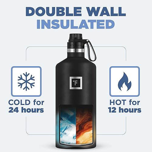 Miniatura 4 de IRON FLASK - Botella de agua deportiva de 12 onzas, 16, 20, 24, 32, y 64 onzas, 3 tapas (tapa de boquilla), acero inoxidable aislado al vacío, frío,
