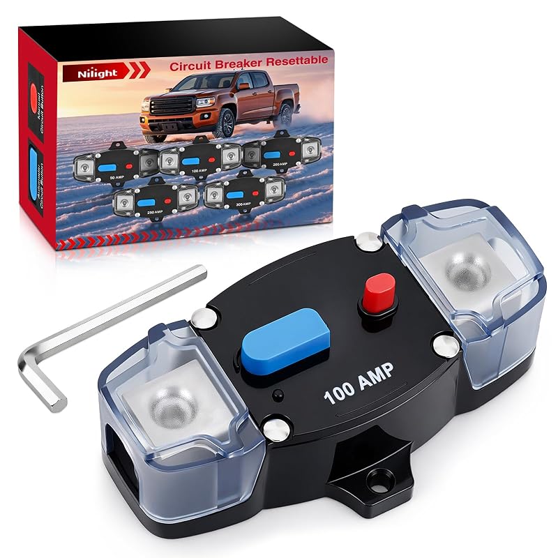 Disjuntor automotivo Nilight 100 A com rearme manual 12–42 V DC – Modelo 52110R
