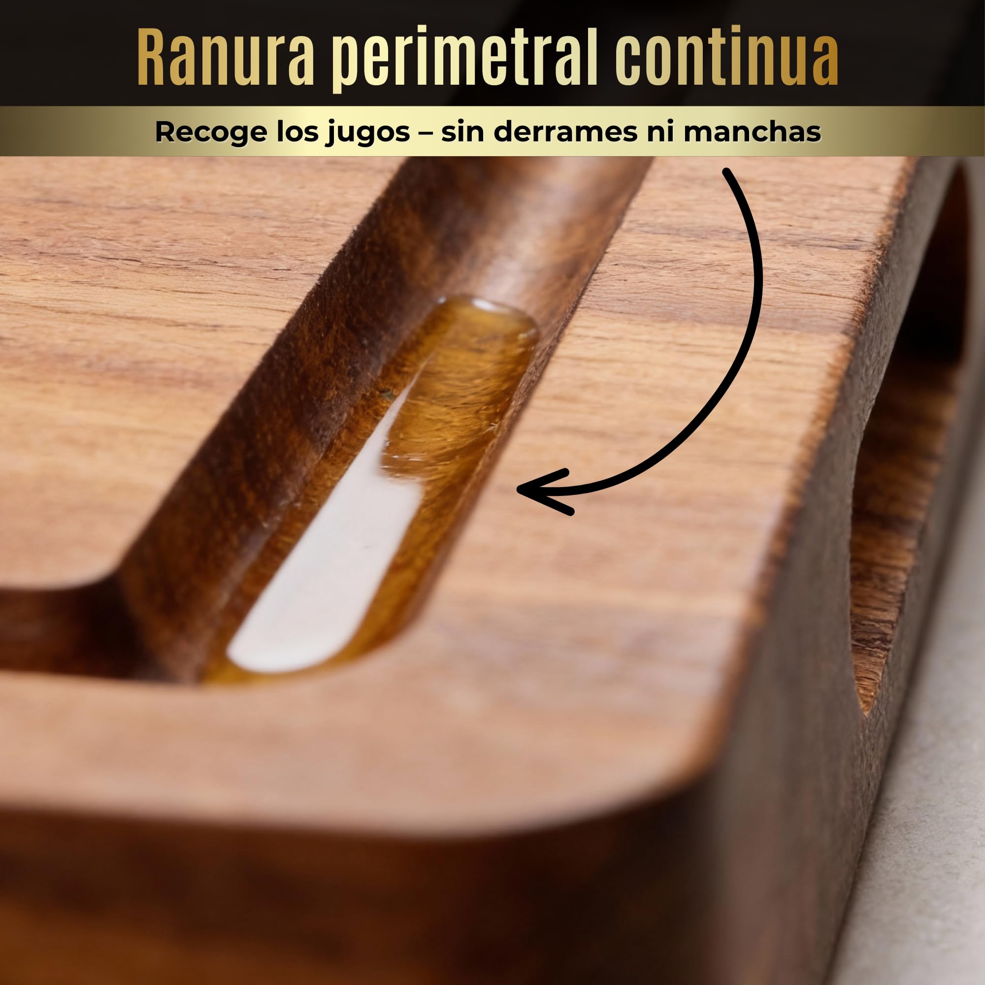 ECENCE Tabla de cortar madera de acacia - tabla madera cocina con canal para jugos y asas laterales, usable por ambos lados para cortar y servir, 40x30x3cm