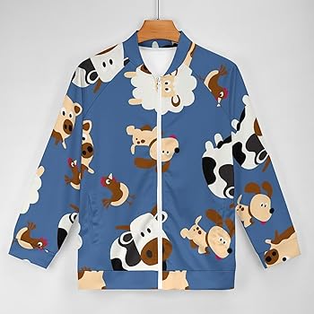 動物イラスト カラフルジャケット　コート 動物イラスト カラフルジャケットコート