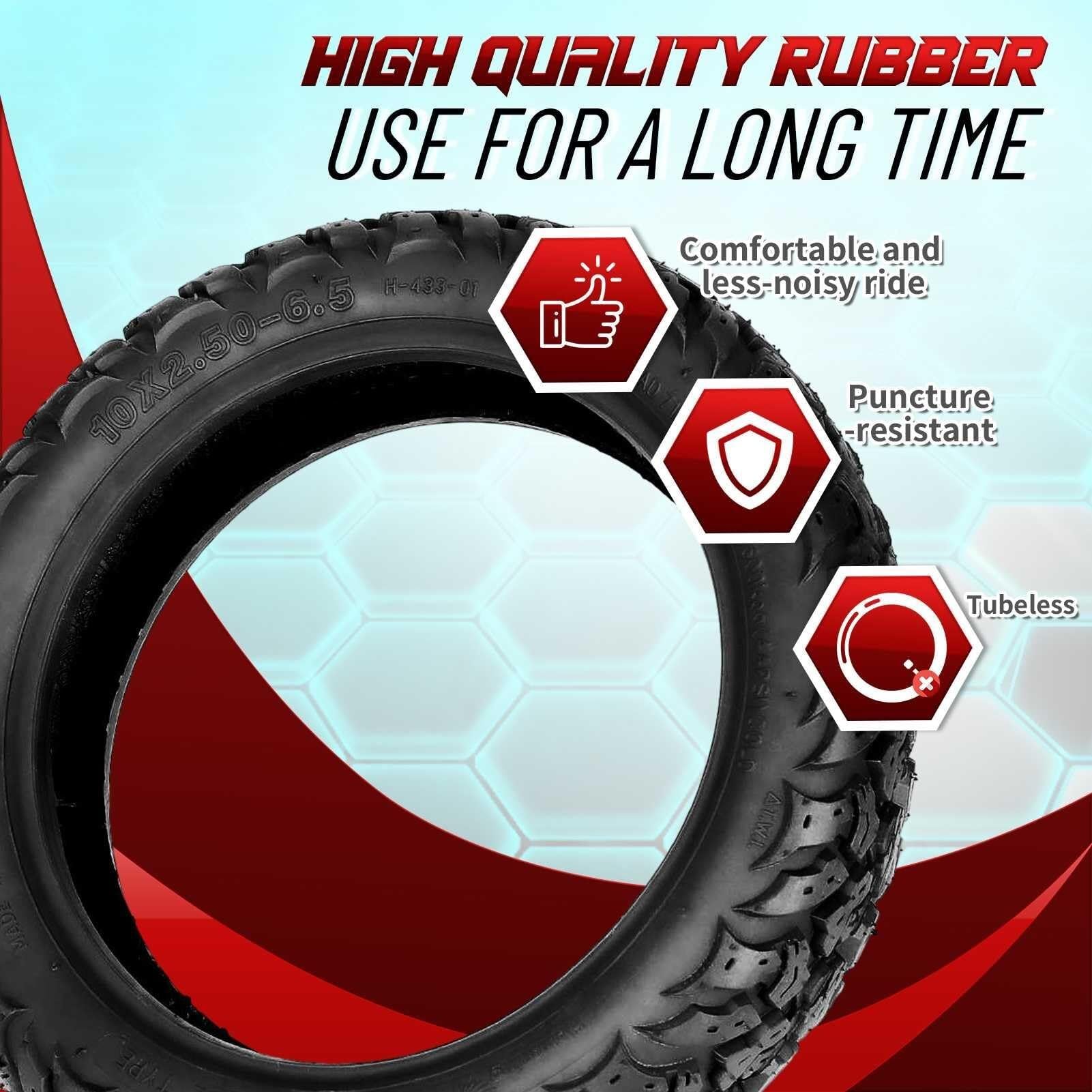 Pneu amélioré 10x2.50-6.5 Tubeless Tire pour scooter | 10 pouces 10x2.50/6.5 Pneu Tubeless Scooter électrique | 10x2.50 6.5 Electric Scooter Off Road Caoutchouc Pneu