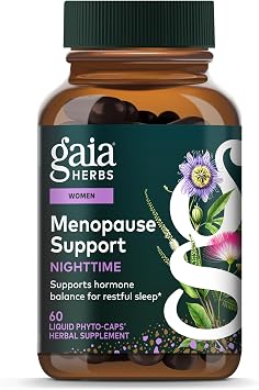 Gaia Herbs Menopause Support Nighttime - Menopause Supplement for Women* - with Black Cohosh, Mimosa, Passionflower & St. Johns Wort - 60 Vegan Liquid Phyto-Caps 30 Servings