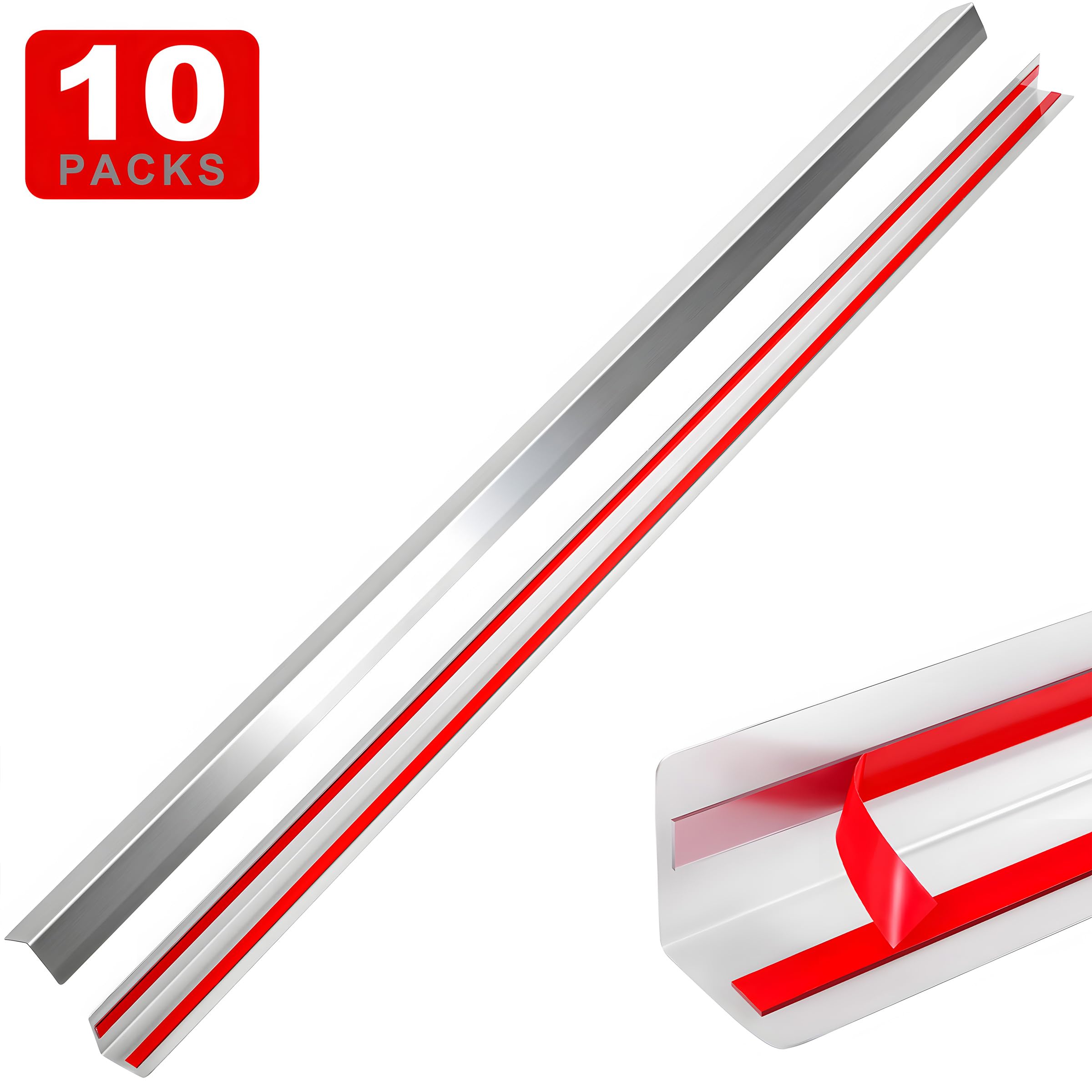 Protectores de esquina de pared, 2 x 2 x 48 pulgadas, protectores de esquina de pared de metal, paquete de 10 para protección y decoración de pared, protectores de esquina de pared de acero