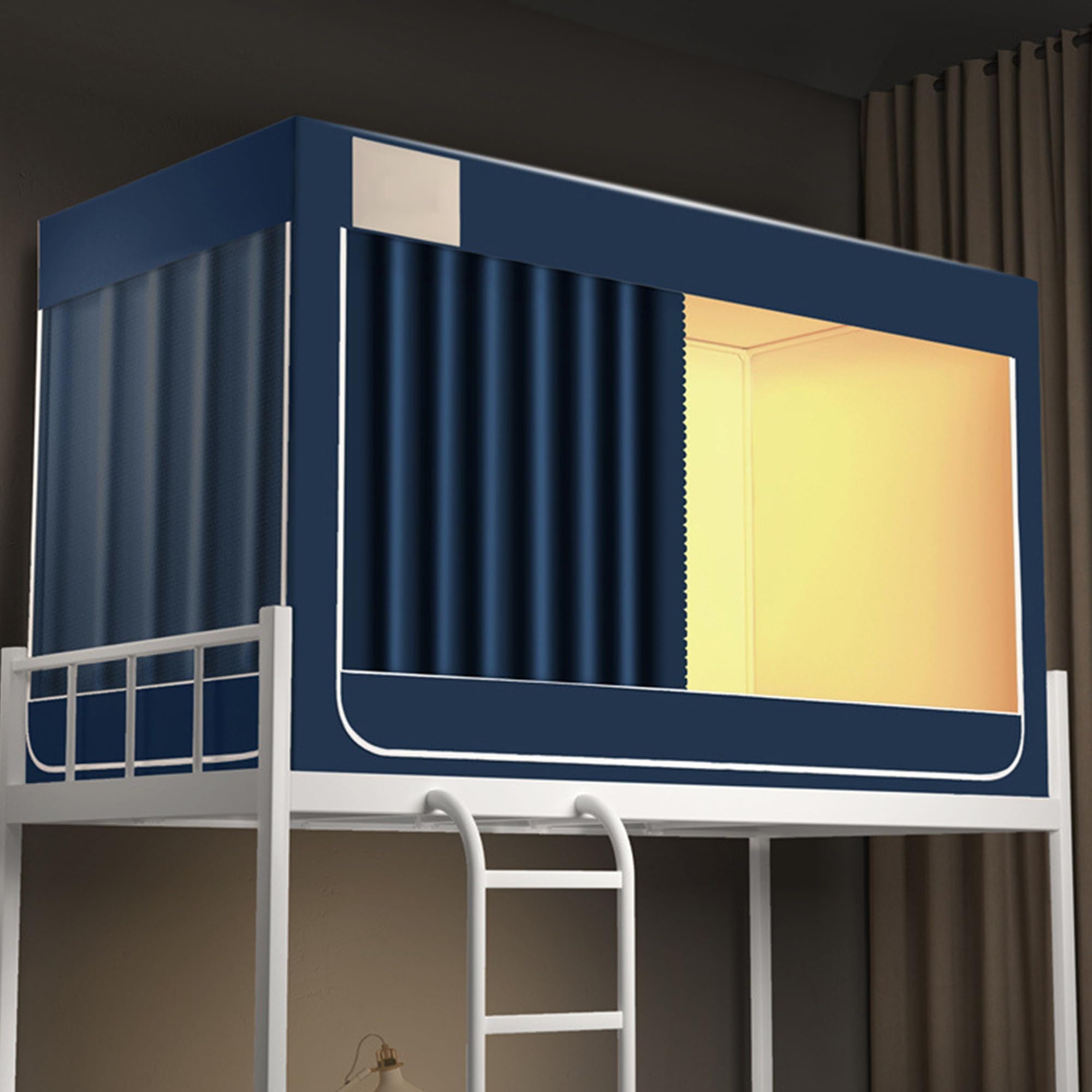 Tienda de campaña de privacidad para litera individual con dosel y estructura - Cortina de cama de altillo transpirable, a prueba de viento y polvo - Tienda de campaña para cama para mayor comodidad y