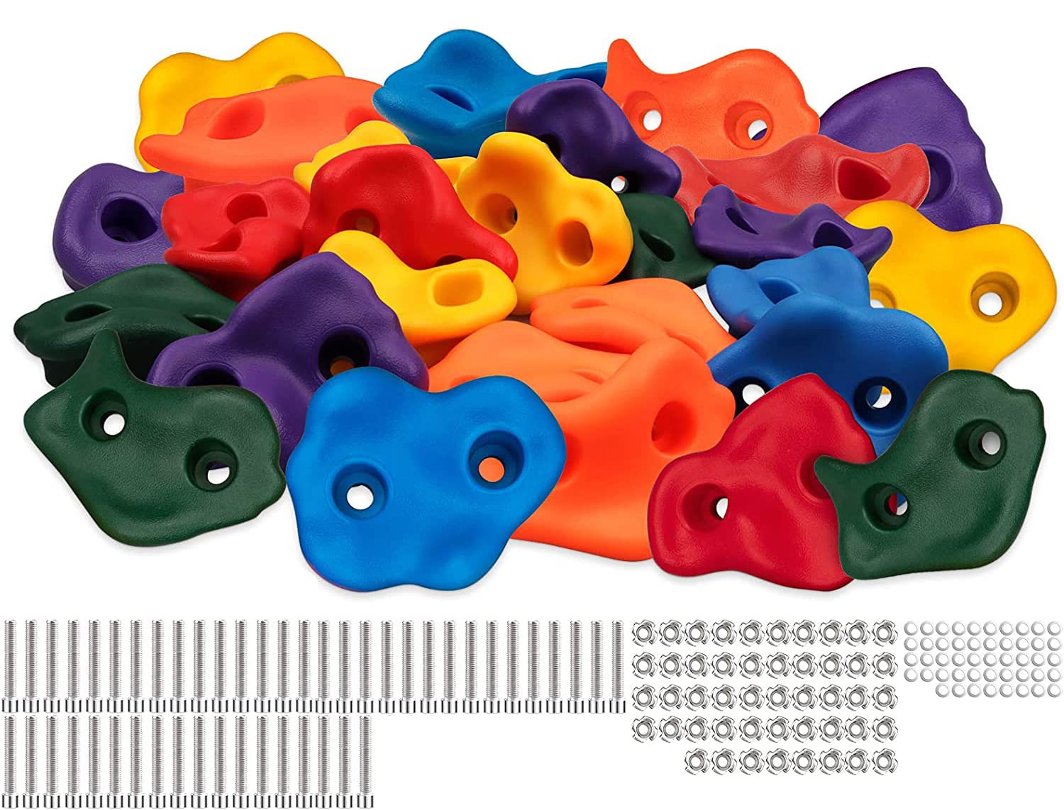 REZNOR Multisize Large Rock Climbing Holds Play Set for Kids, Adult Wall Climbing Stone for DIY Children Playground Wall/Wood Block, Pack of 24