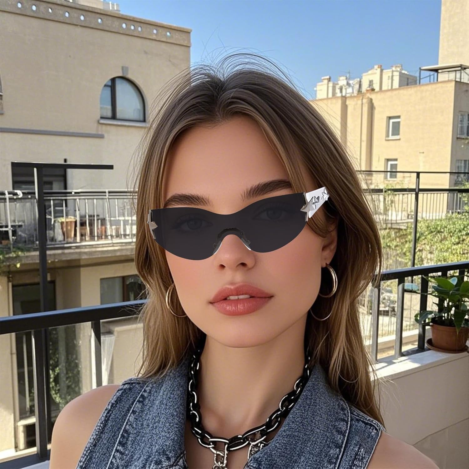 Nydotd Rimless Y2K Sunglasses Wrap Around Trendy Glasses for Women Men Frameless Sun Glasses 2000S Fashion Cool Shield Shades - Image 5