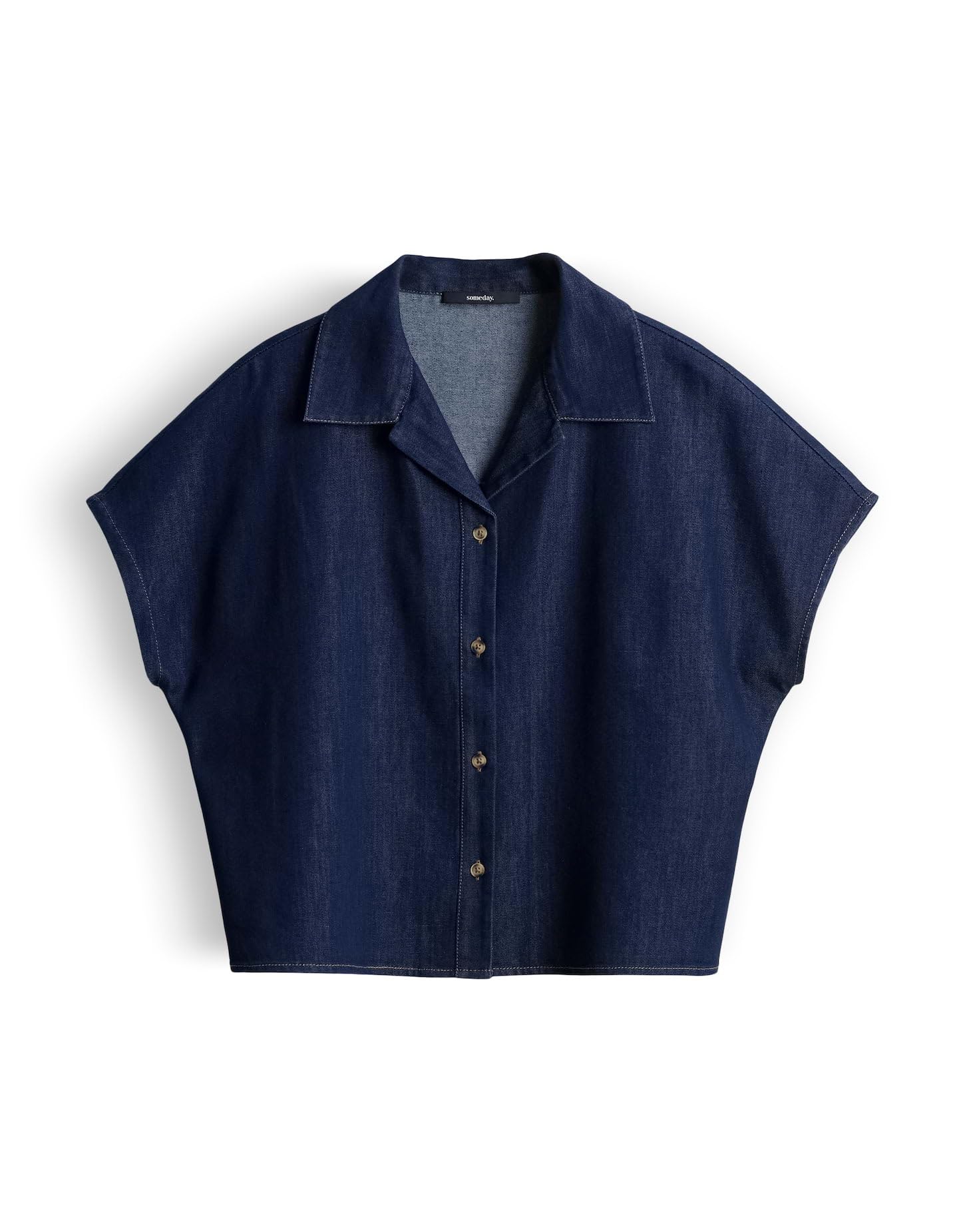 someday Damen Kurzarmbluse | Boxy Jeansbluse aus BCI Cotton Mix