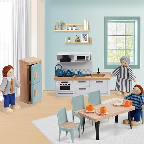 Miniatura 7 de Giant Bean Casa de muñecas de madera de 26 pies de alto con ascensor timbre luz 52 muebles y 5 muñecas